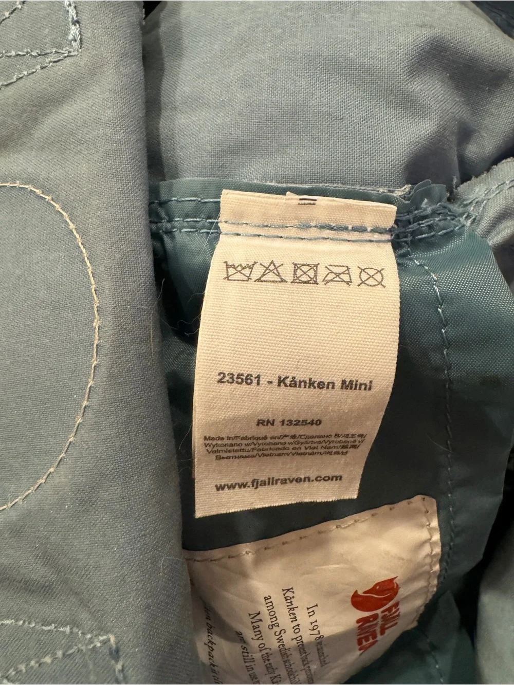 Fjallraven Kanken Mini Backpack - Sky Blue 501